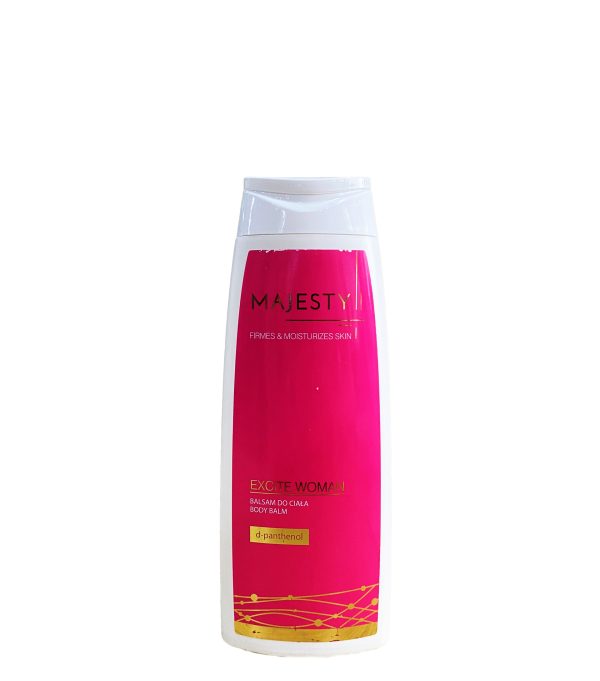 MAJESTY . FIRMES & MOISTURIZES SKIN . EXCITE WOMAN. BALSAM DO CIALA BODY BALM. dpanthenol. 250ml