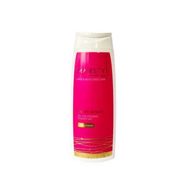 MAJESTY . CARES & MOISTURIZES SKIN. EXCITE EXCITE WOMAN ZEL POD PRYSZNIC SHOWER GEL . MILK PROTEINS - 250ML